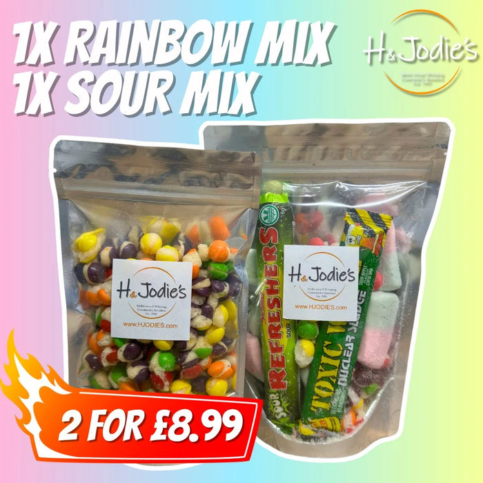 Freeze Dried Candy Bundle (1 x Rainbow Mix 120g, 1 x Sour Mix 120g)
