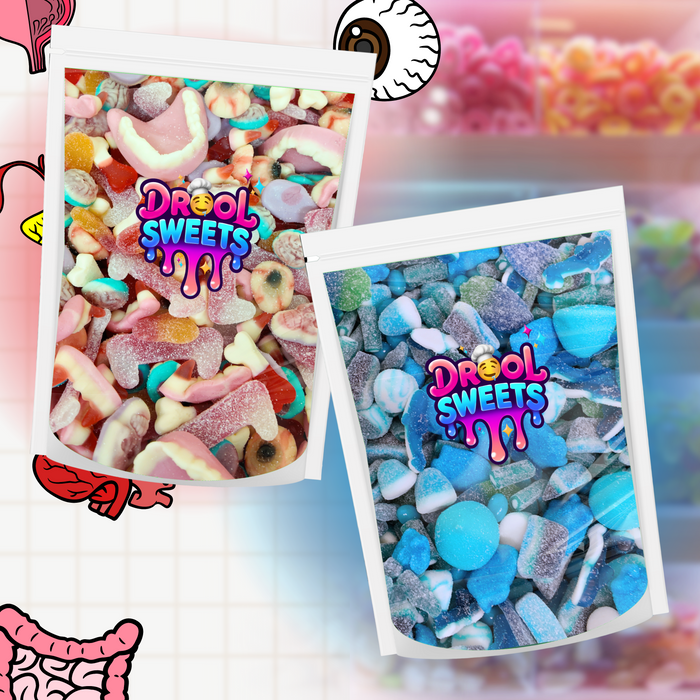 Drool Sweets – 1 x Blue Mix & 1 x Anatomy Mix Bundle (2 x 500g Bags)