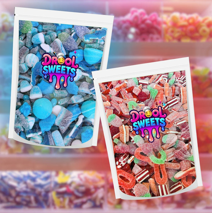 Drool Sweets – 1 x Red Mix & 1 x Blue Mix Bundle (2 x 500g Bags)