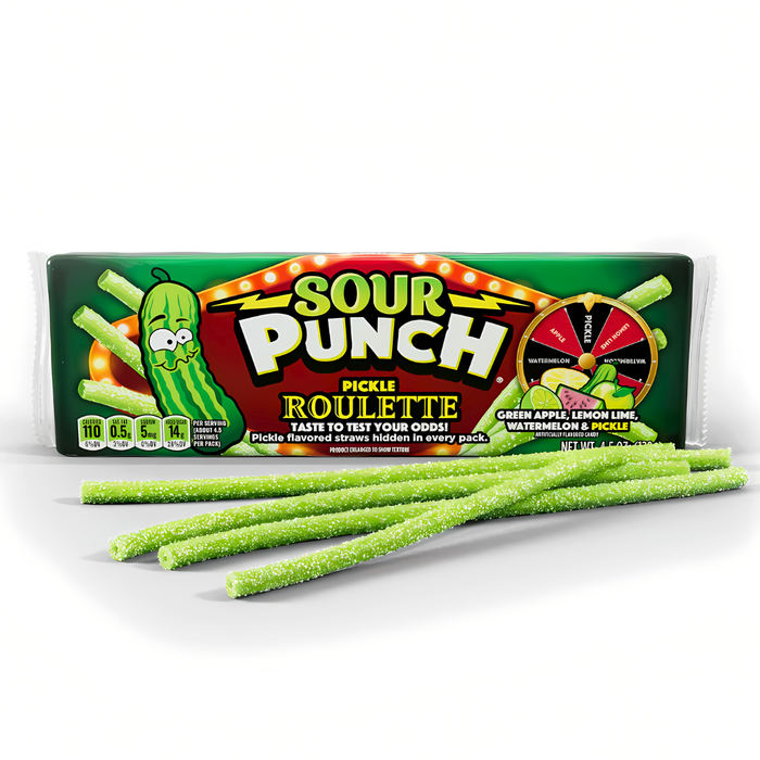 Sour Punch Pickle Roulette Straws Pack 128g (USA Import)