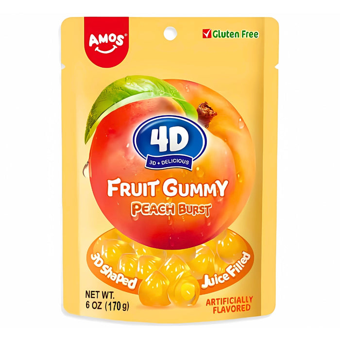 Amos 4D Fruit Gummy Peach Burst - 6oz (170g)