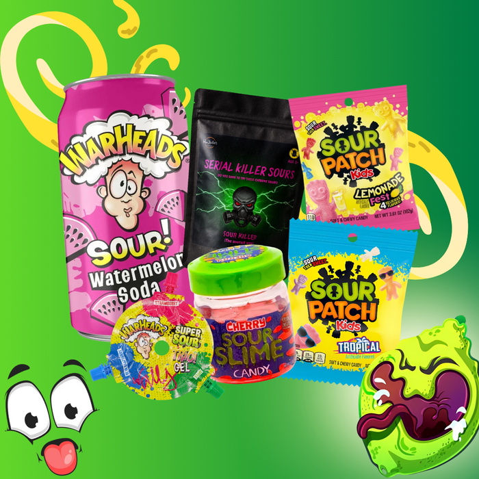 Ultimate Sour Sweets & Drinks Gift Bundle – Warheads, Sour Patch Kids, Serial Killer Candy, Sour Slime & More
