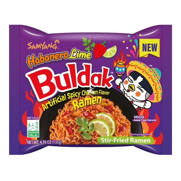 Samyang Buldak Habanero Lime Ramen – 10 Pack | Spicy Korean Noodles with Zesty Citrus Kick | Halal Certified