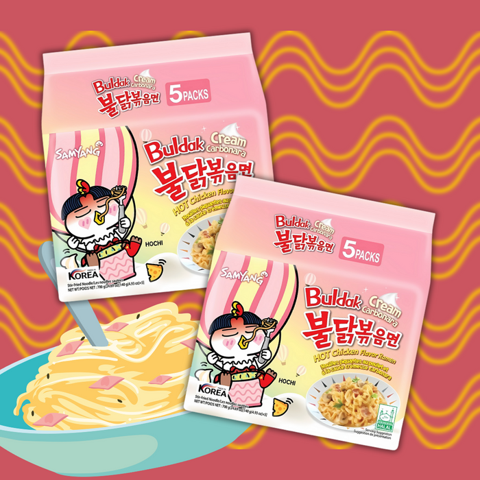 Samyang Buldak Creamy Carbonara Ramen – 10 Pack | Rich & Spicy Korean Instant Noodles | Halal Certified