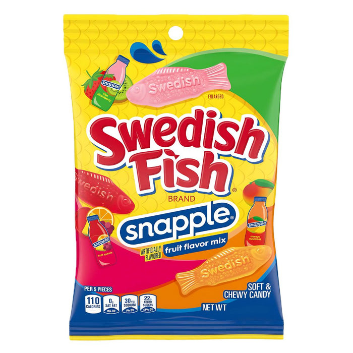 Swedish Fish, Soft & Chewy Candy, Snapple Fruit Flavor Mix 102g (USA Import)