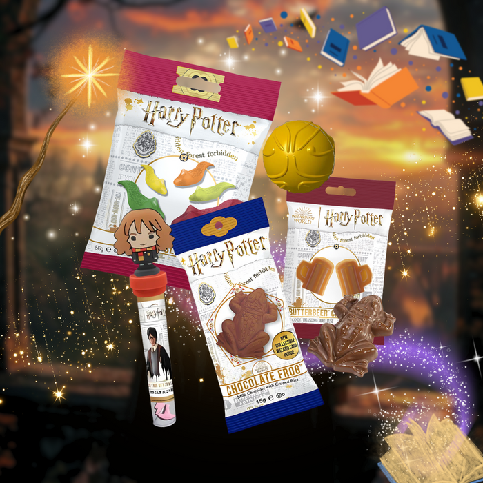 Harry Potter Officially Licensed Sweets Bundle - Bertie Botts Beans, Jelly Slugs, Chocolate Frog & Butterbeer - Perfect for Fans & Collectors