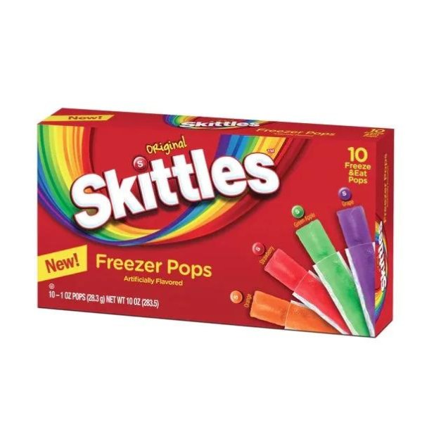 Original Skittles Freezer Pops Popsicles 4 Flavours 10 Pack (USA)