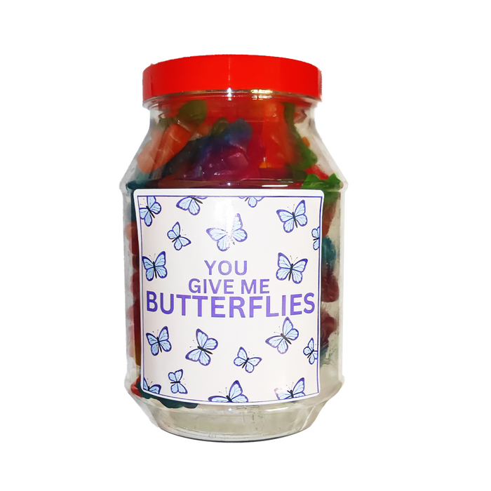 You Give Me Butterflies - Valentines Tub 400g (Butterfly Gummies)