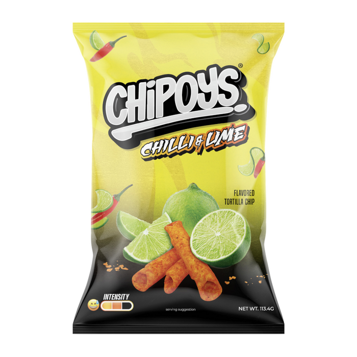 Chipoys Chile Limon Rolled Tortilla Corn Chips - 4oz (113.46g) USA BEST BEFORE DATE: 01/24