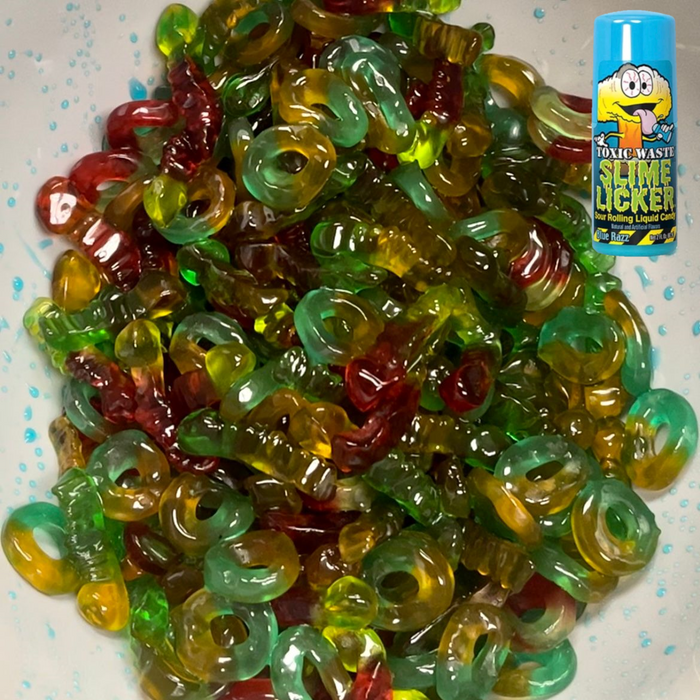 Toxic Waste Slime Covered Jelly Rings & Worms 500g